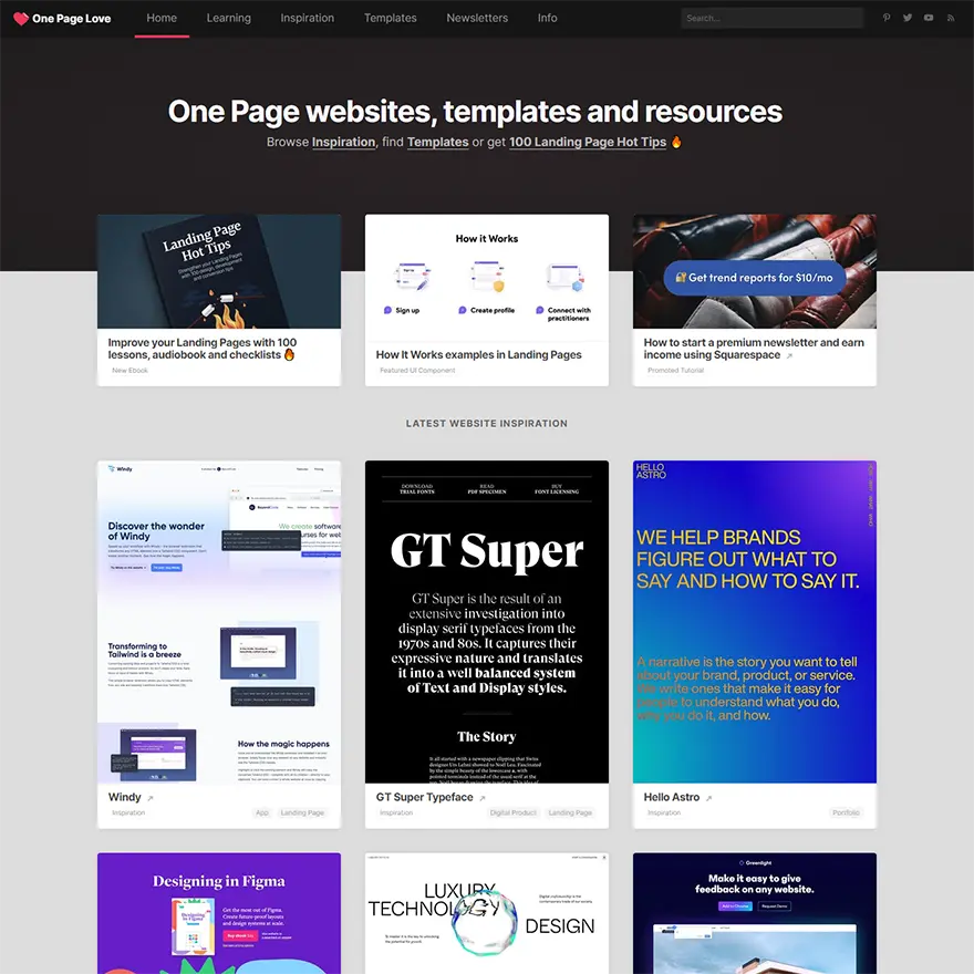 One Page Love - One Page Website Inspiration and Templates