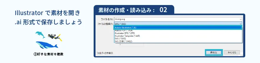 Illustratorのデータに保存し直す