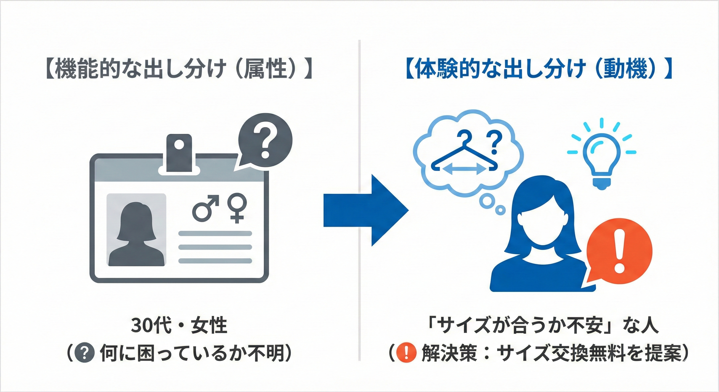 【機能的な出し分け（属性）】30代・女性（何に困っているか不明）
