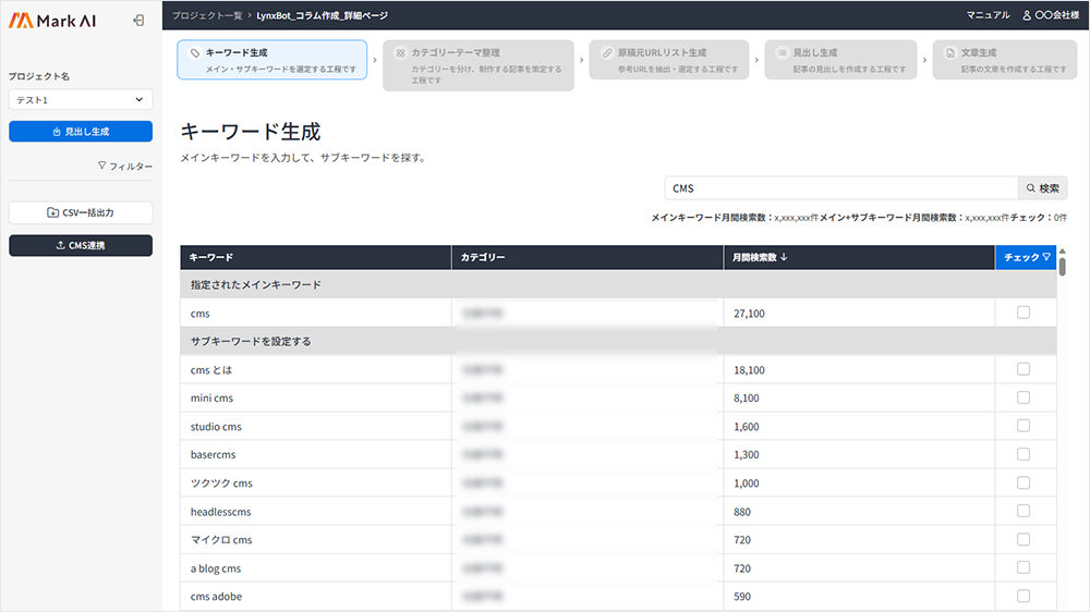 キーワード生成